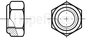 Prevailing torque type hexagon nuts with non-metalic insert, A2