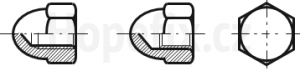 Hexagon domed cap nuts, A2