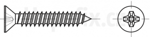 Cross recessed countersunk head tapping screws, A2