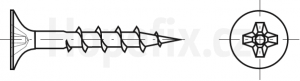 Cross recessed dry wall screws with coarse thread– Phillips – steel phosphated