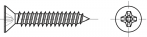 Cross recessed countersunk head tapping screws, A2