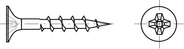 Šrouby do sádrokartonové desky, hrubý závit, Phillips PH