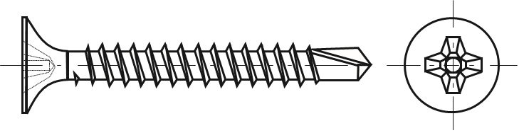 Šrouby do sádrokartonové desky, samovrtný, Phillips PH