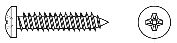 Cross recessed countersunk head tapping screws